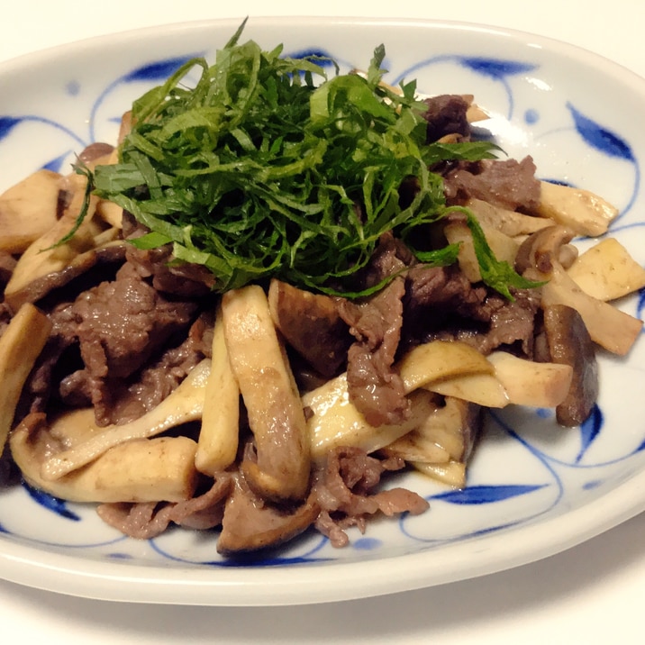 ポン酢 大葉ではさっぱり 牛細切れ肉とエリンギ炒め レシピ 作り方 By Cocopoteito 楽天レシピ